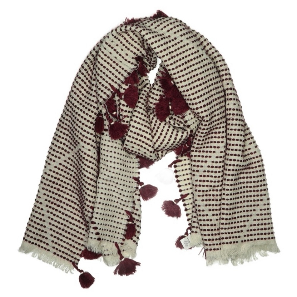 Madewell Diamond-Dash Scarf, burgundy and cream